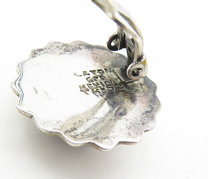 MEXICO 925 Sterling Silver  Vintage 2 Tone Flower Non Pierce Earrings  EG4239