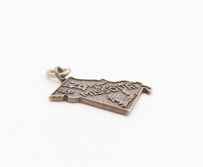 925 Sterling Silver Vintage Pendant Antique Dark Tone Missouri Map Charm PT24632