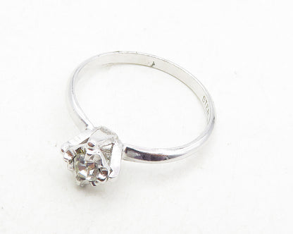 CLARK & COOMBS 925 Silver  Shiny Cubic Zirconia Solitaire Ring Sz 8  RG9878