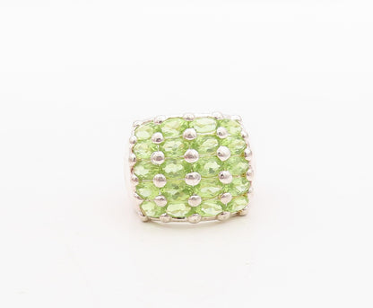 925 Sterling Silver Vintage Ring Oval Cut Peridot Inlay Bands  Sz 7  RG31417