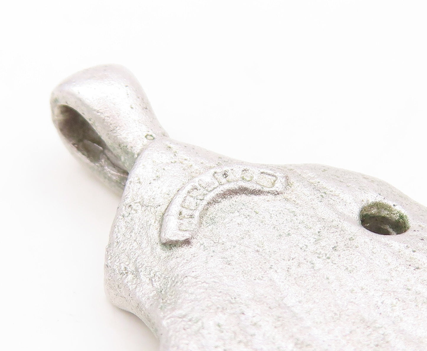 925 Sterling Silver Vintage Pendant Designer Brutalist Carved  PT23629