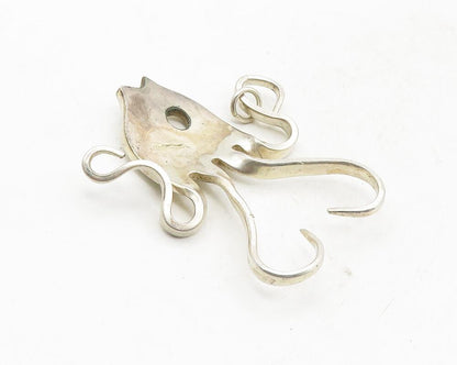 925 Sterling Silver  Vintage Shiny Modernist Fish Motif Drop Pendant  PT7661