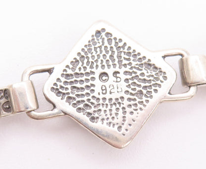 925 Sterling Silver Vintage Bracelet Roped 2 Tone Real Turquoise BT10374