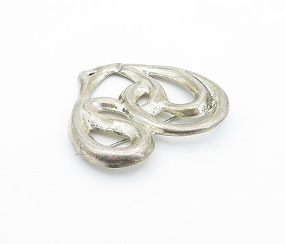 MEXICO 925 Sterling Silver  Vintage Open Swirl Love Heart Brooch Pin  BP1162