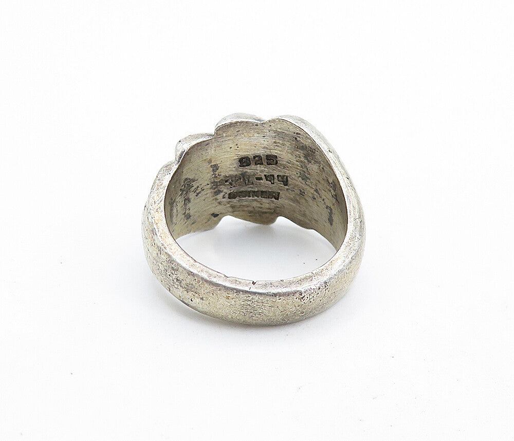 MEXICO 925 Silver  Vintage Dark Tone Fluted Tapered Band Ring Sz 7  RG6975