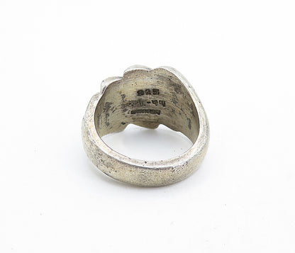 MEXICO 925 Silver  Vintage Dark Tone Fluted Tapered Band Ring Sz 7  RG6975