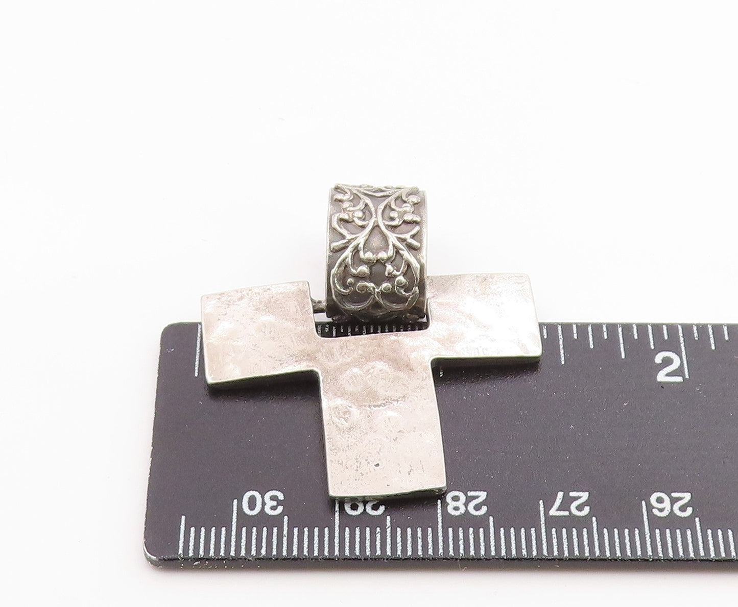 925 Sterling Silver Vintage Pendant SILPADA Hammered Scrollwork Cross  PT26286