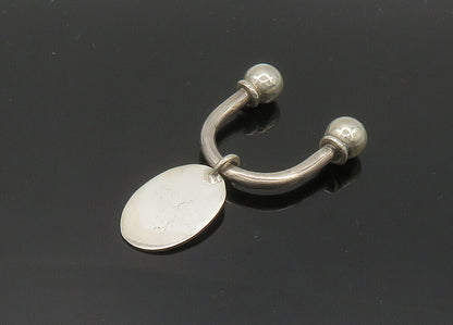 925 Sterling Silver  Vintage Shiny Oval Tag U Shape Key Ring  TR2762