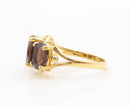 925 Sterling Silver Vintage Ring Gold Plated Smoky Quartz Band  Sz 8.5  RG35991