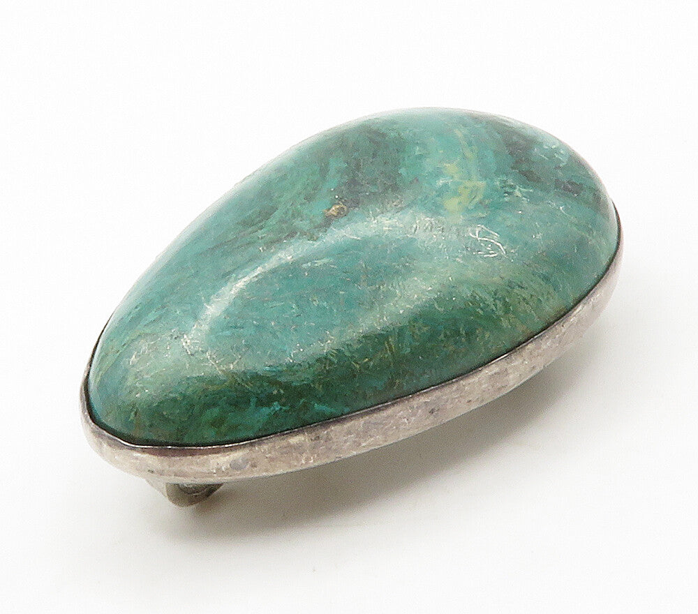 ISRAEL 925 Sterling Silver  Vintage Cabochon Eilat Stone Brooch Pin  BP5926