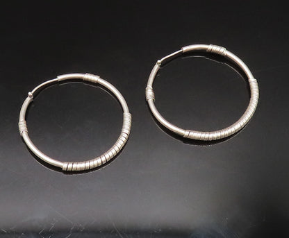 925 Sterling Silver  Vintage Spiral Ring Wrapped Hoop Earrings  EG11715
