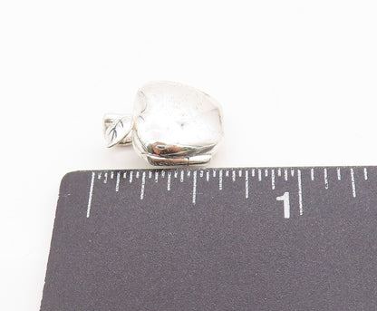 925 Sterling Silver Vintage Pendant Solid Message Etched Apple OPENS  PT24617