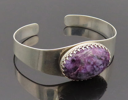 DTR JAY KING 925 Silver  Vintage Minimalist Charoite Cuff Bracelet  BT10009
