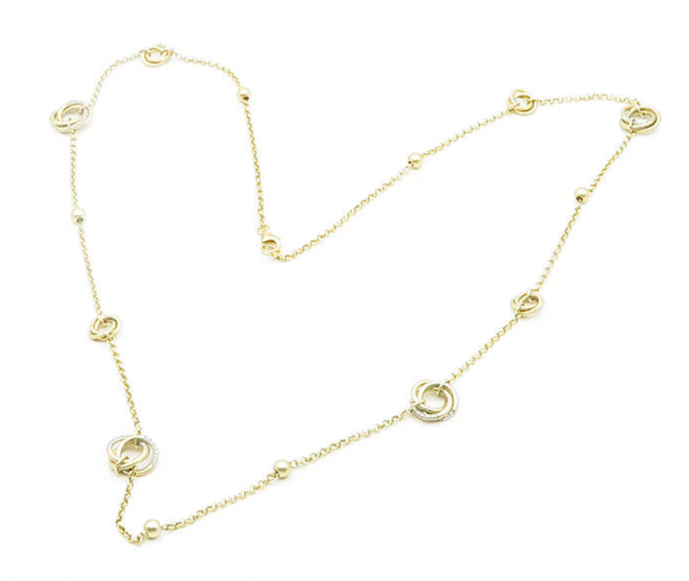 925 Silver  Vintage Genuine Diamonds Shiny Gold Plated Chain Necklace  NE3131