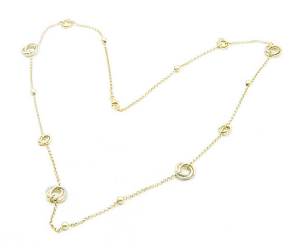 925 Silver  Vintage Genuine Diamonds Shiny Gold Plated Chain Necklace  NE3131