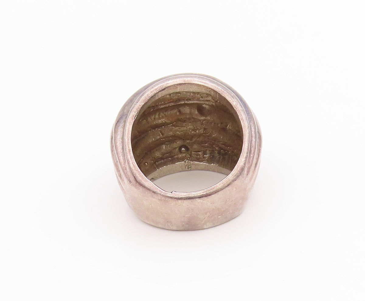 925 Sterling Silver Vintage Ring Antique Dark Tone Grooved   Sz 6  RG33201