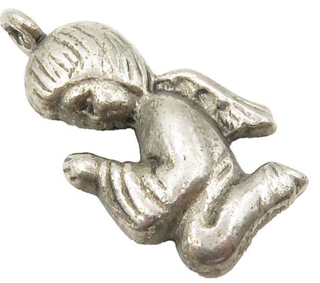 925 Sterling Silver  Vintage Dark Tone Praying Baby Angel Pendant  PT12010
