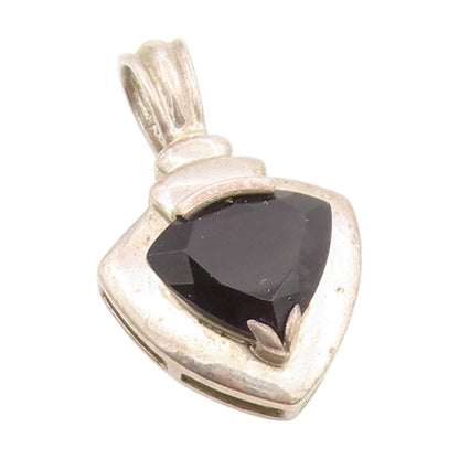 925 Sterling Silver Vintage Pendant Black Onyx Elegant Geometric Charm  PT25742