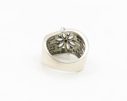 ROSS SIMON 925 Silver  Vintage Topaz Flower Motif Band Ring Sz 7  RG18576
