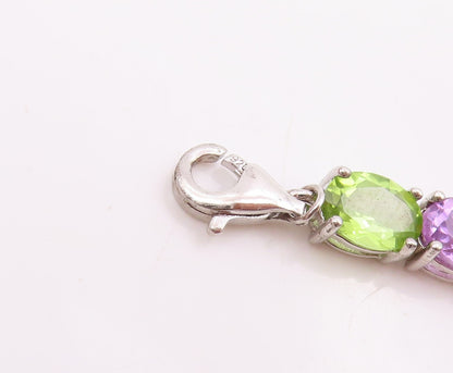 925 Sterling Silver Vintage Bracelet Multi Gemstone & CZ Wild Leopard  BT11550