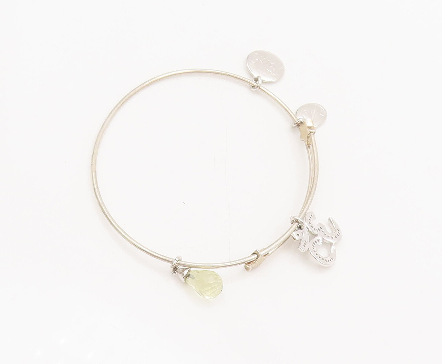 925 Sterling Silver  Vintage Dangling Religious CZ Om & Charms Bracelet BT9986