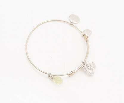 925 Sterling Silver  Vintage Dangling Religious CZ Om & Charms Bracelet BT9986