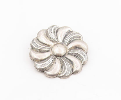 925 Sterling Silver Vintage Brooch Pin Classic Curving Botanical Flower  BP12241