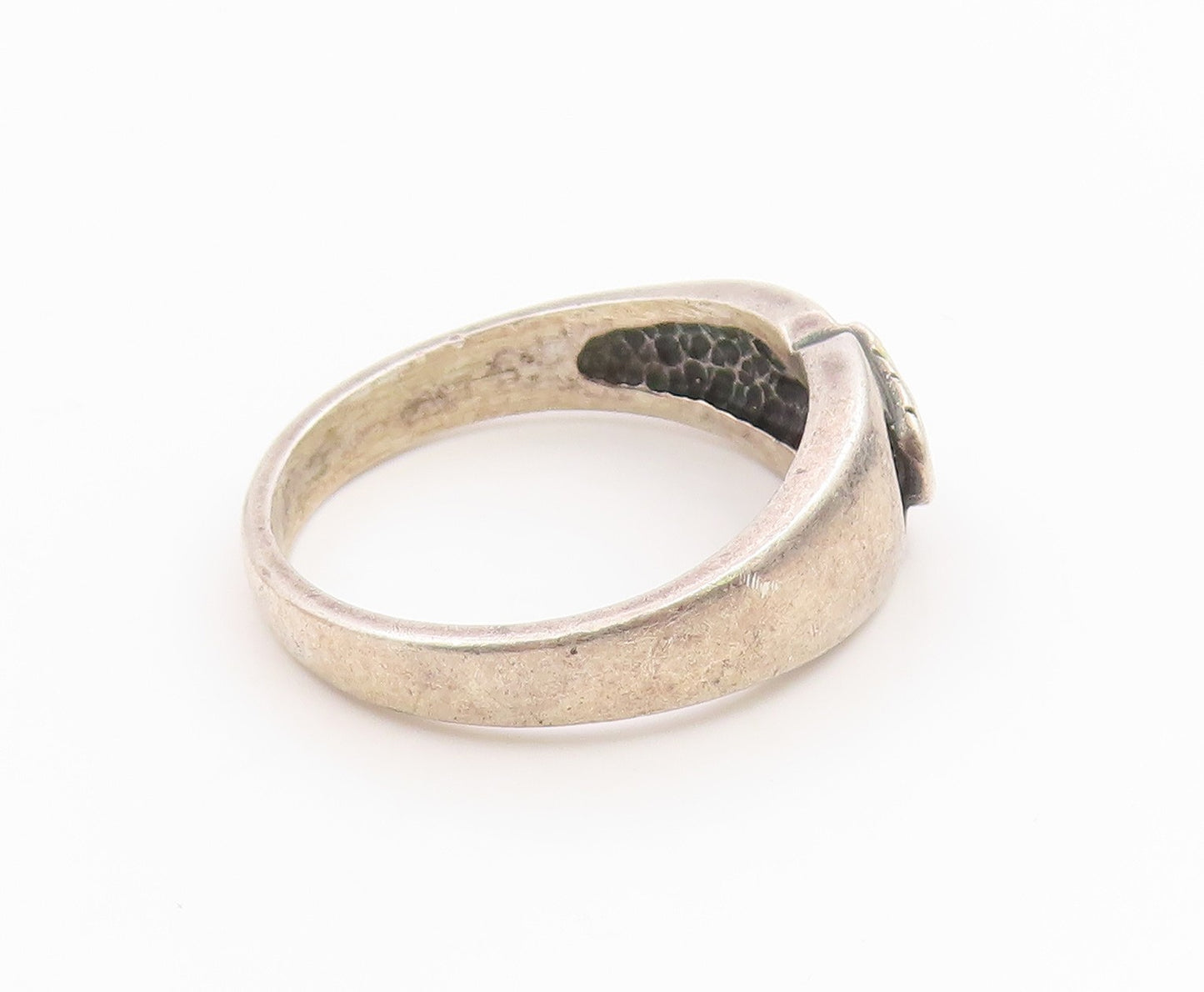 925 Sterling Silver Vintage Ring Etched Double Leaf Botanical Band Sz 9 RG36219
