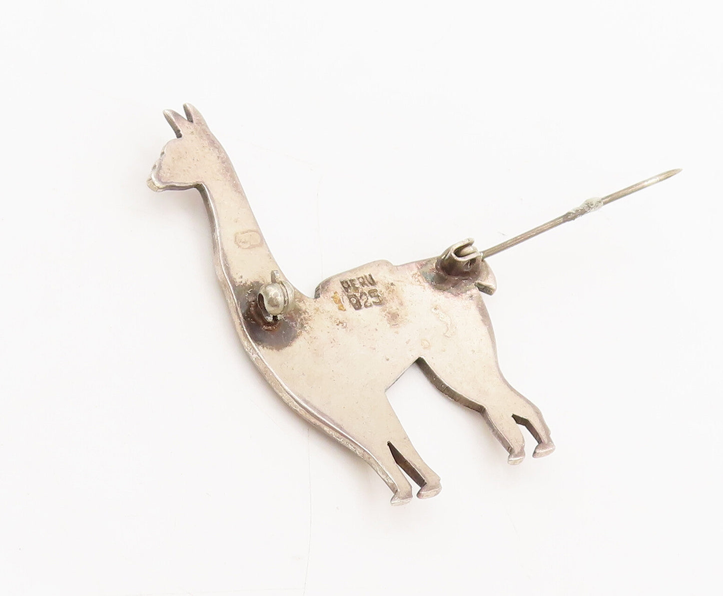 PERU 925 Silver  Vintage Blue Red Enameled Cutout Sheep Brooch Pin  BP10298