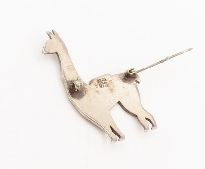 PERU 925 Silver  Vintage Blue Red Enameled Cutout Sheep Brooch Pin  BP10298
