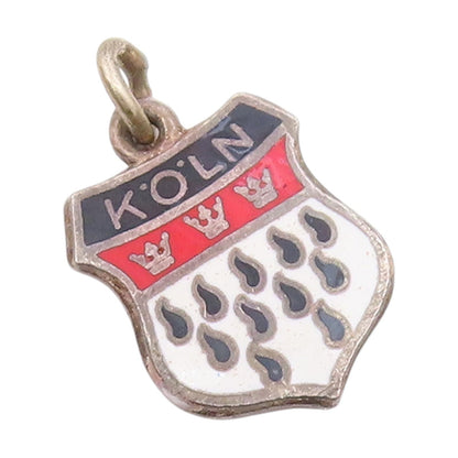 925 Sterling Silver  Vintage Enamel Cologne Germany Souvenir Pendant  PT18524