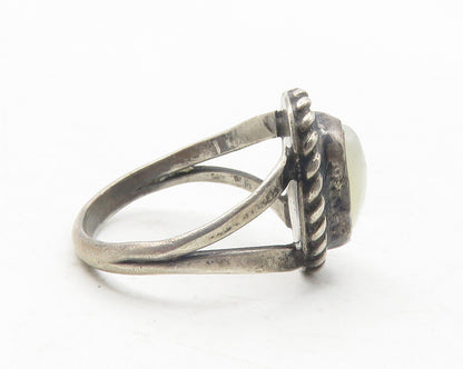 925 Sterling Silver  Vintage Mother Of Pearl Twist Band Ring Sz 5  RG12106