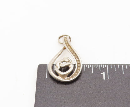 925 Sterling Silver Vintage Pendant Mom Child Love Diamonds Musical Note PT22605