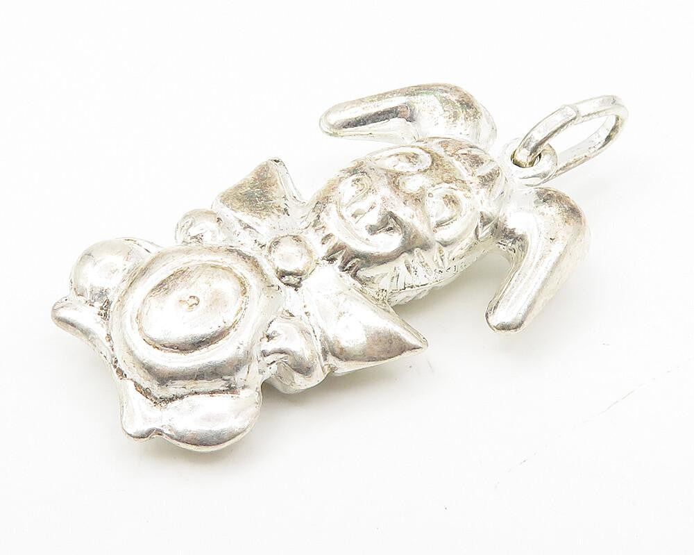 925 Sterling Silver  Vintage Shiny Hollow Bow Tie Bunny Rabbit Pendant  PT8467