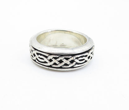 925 Sterling Silver  Vintage Celtic Knot Pattern Spinner Ring Sz 6  RG7134