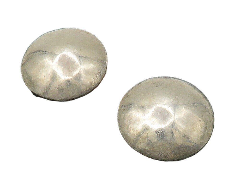 925 Sterling Silver  Vintage Round Hollow Dome Non Pierce Earrings  EG8619