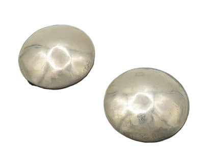 925 Sterling Silver  Vintage Round Hollow Dome Non Pierce Earrings  EG8619