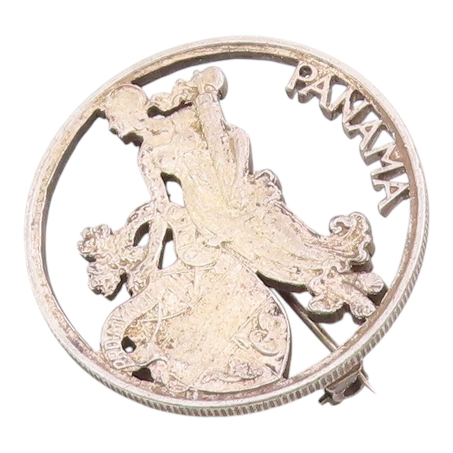 925 Sterling Silver  Vintage Panama Goddess Cutout Brooch Pin  BP10050