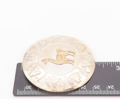 18k Gold 925 Sterling Silver Vintage Brooch Pin Carved Peruvian Llama  BP10685
