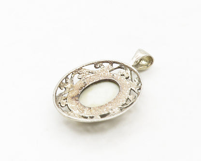 JEZLAINE 925 Sterling Silver  Vintage Enamel Woman Portrait Pendant  PT13824