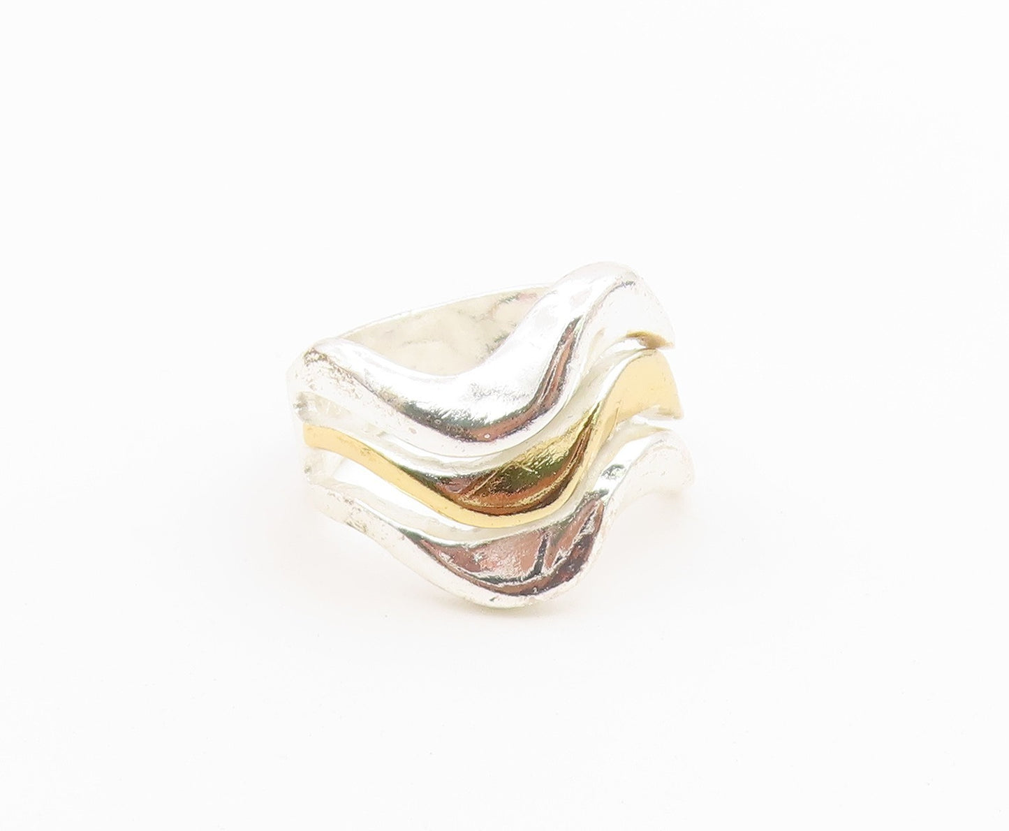 925 Sterling Silver Vintage Ring SILPADA Two Tone Classic Wave  Sz 6.5  RG36767