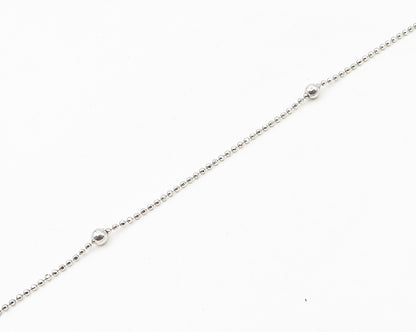 925 Sterling Silver  Vintage Shiny Petite Beaded Chain Necklace  NE3058