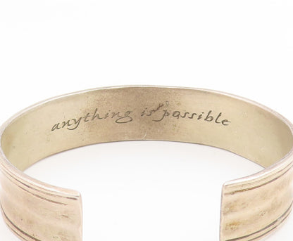 925 Sterling Silver Vintage Bracelet Engraved Anything Is Possible Cuff  BT11914