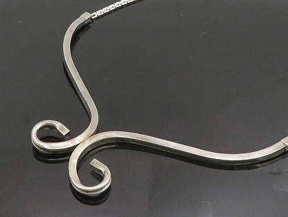 925 Sterling Silver  Vintage Minimalist Double Swirl Collar Necklace  NE3854