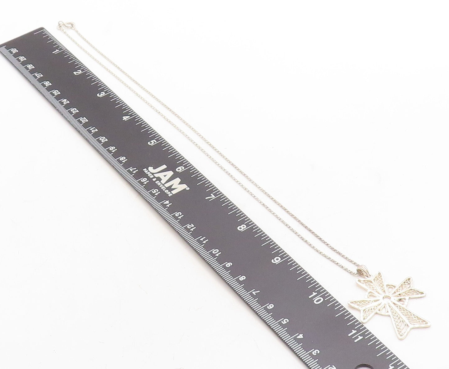 925 Sterling Silver  Vintage Shiny Filigree Cross Chain Necklace  NE2200