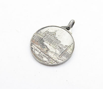 925 Sterling Silver  Vintage Antique Oxidized Vatican City Pendant  PT3948