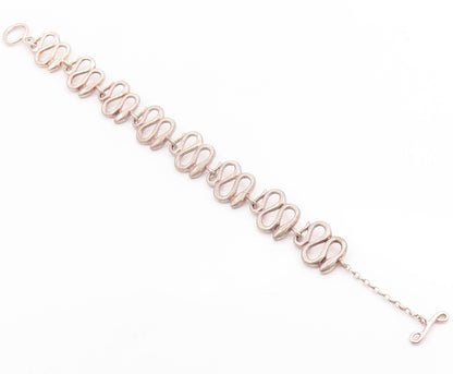 925 Sterling Silver Vintage Bracelet Minimalist Wavy Snake Link Chain  BT12060