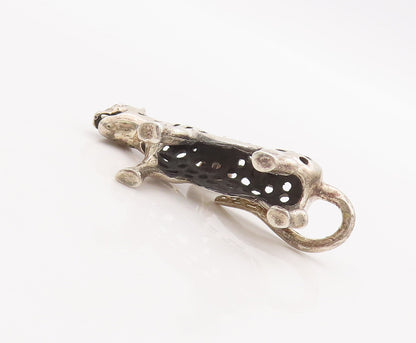 925 Sterling Silver Vintage Pendant Solid 3d Carved Patched Leopard  PT23232