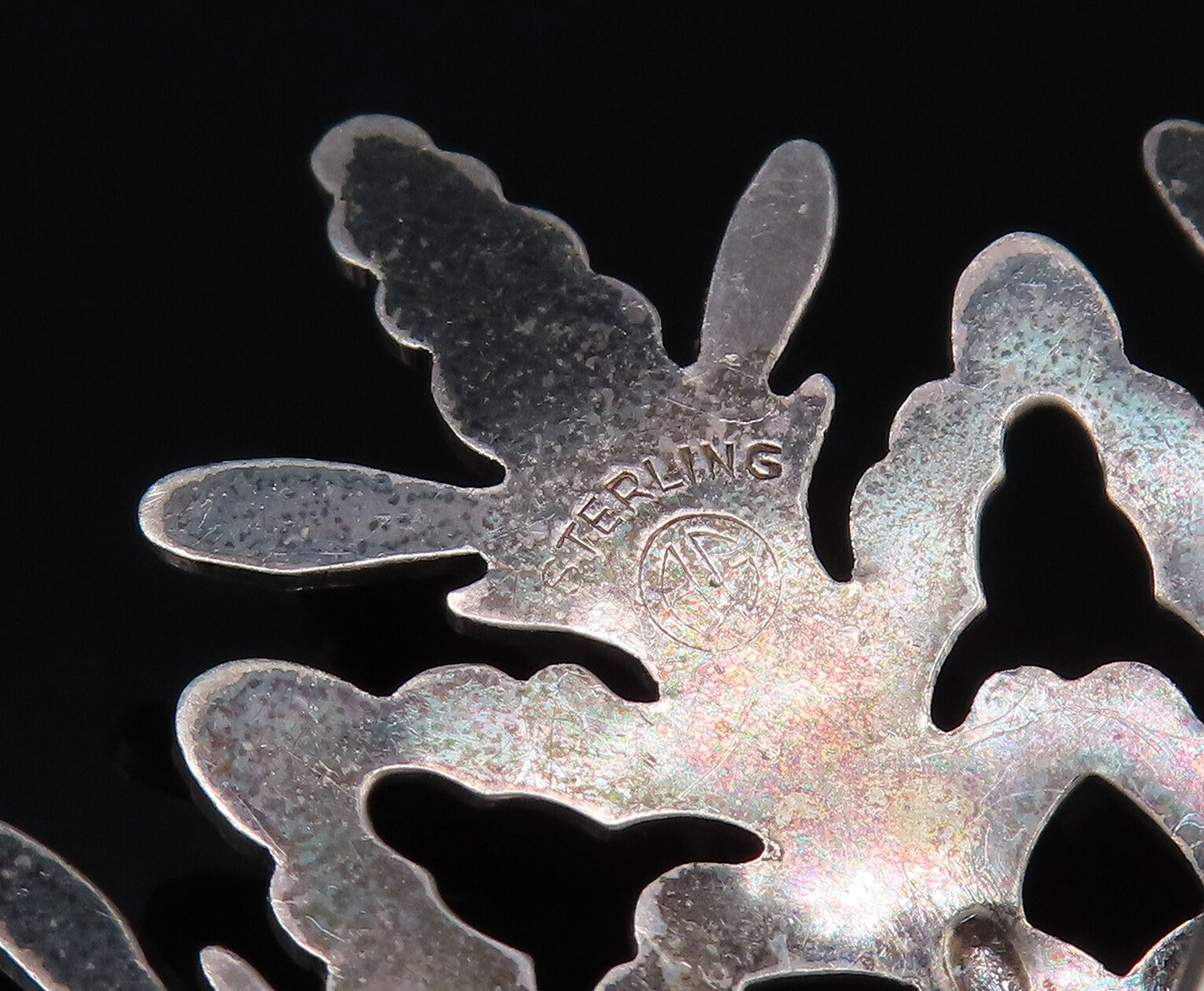 DESIGNER 925 Sterling Silver Vintage Floral Snowflake Dome Brooch Pin BP9865