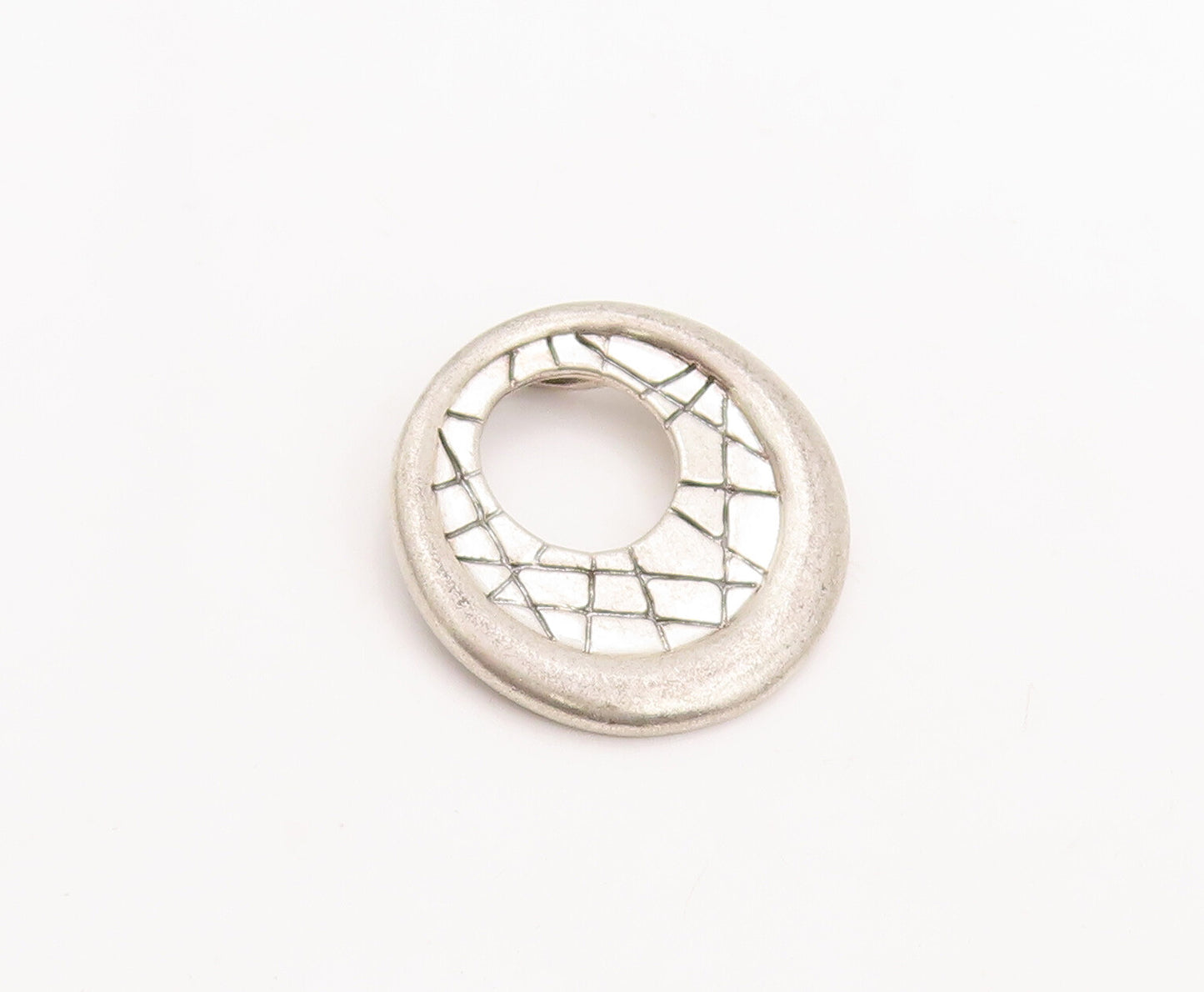 925 Sterling Silver Vintage Pendant Designer Solid Round Grooved  PT23158